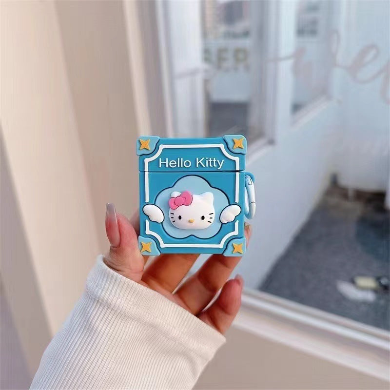 Blue Magic Box Designed AirPods Protective Cover: Cute Cartoon Silicone Soft Shell