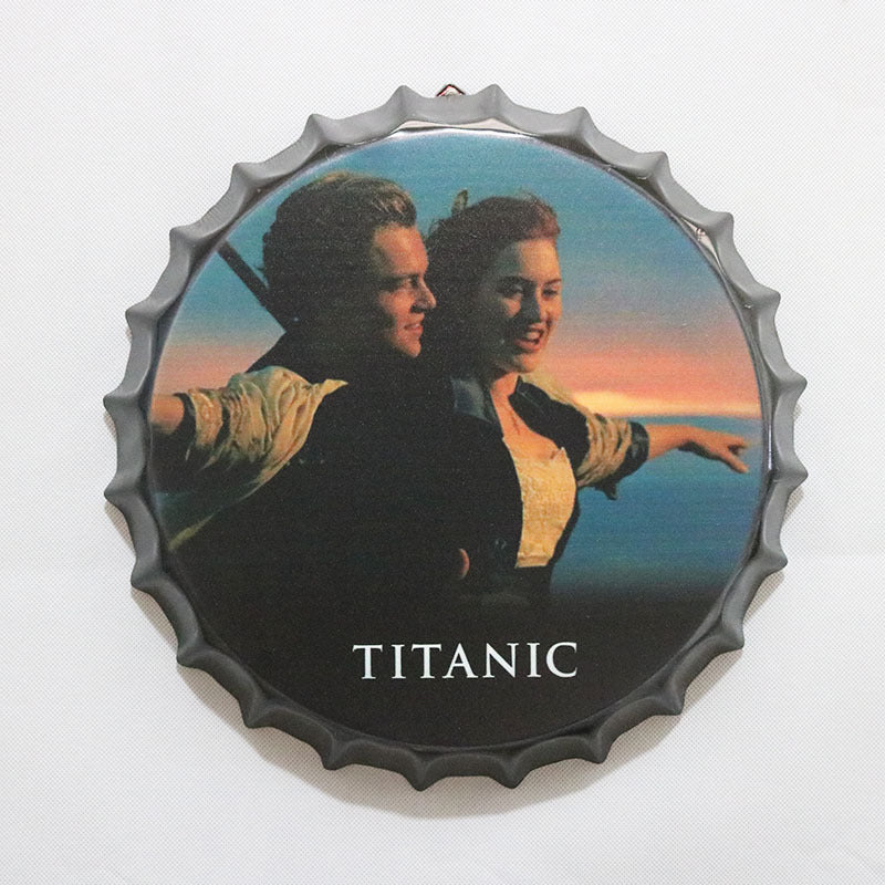 Retro Wrought Iron Beer Cap Iron Painting Wall Decoration