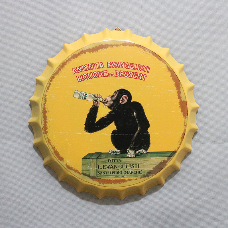 Retro Wrought Iron Beer Cap Iron Painting Wall Decoration