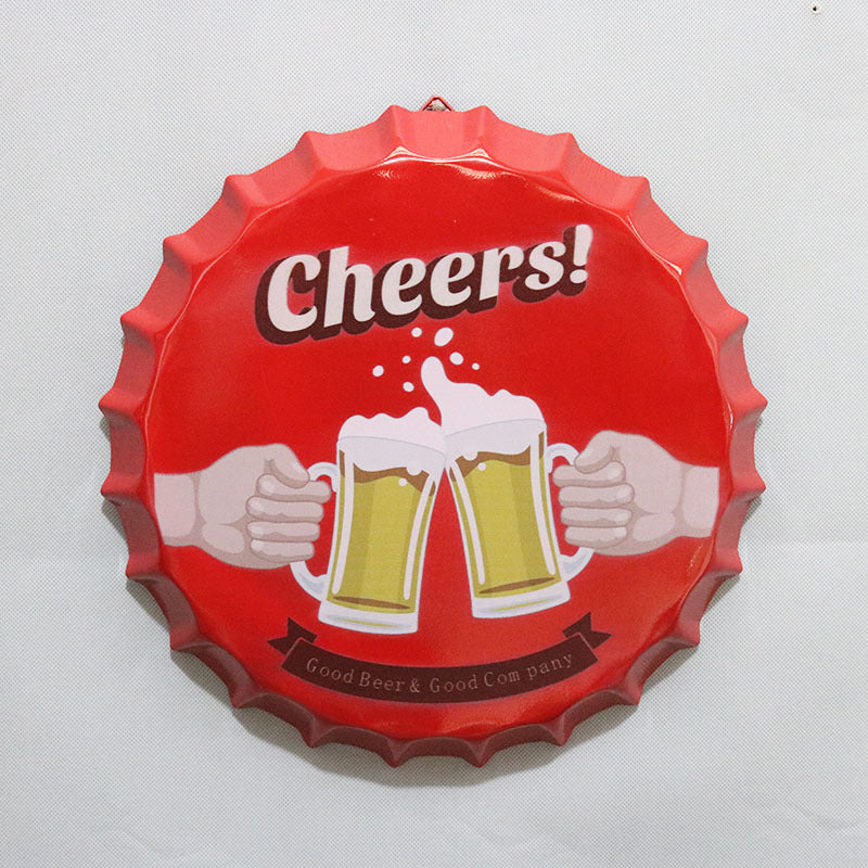 Retro Wrought Iron Beer Cap Iron Painting Wall Decoration