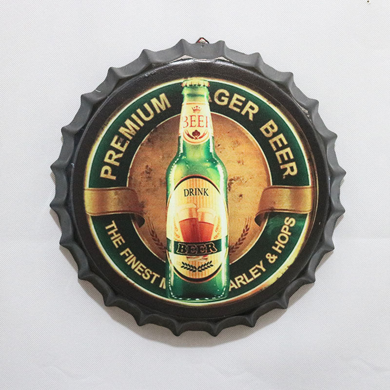 Retro Wrought Iron Beer Cap Iron Painting Wall Decoration