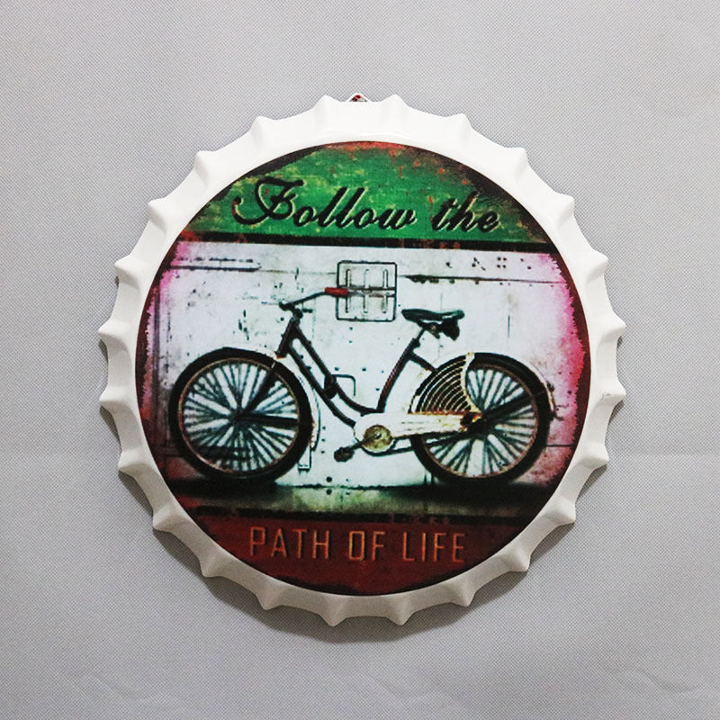 Retro Wrought Iron Beer Cap Iron Painting Wall Decoration