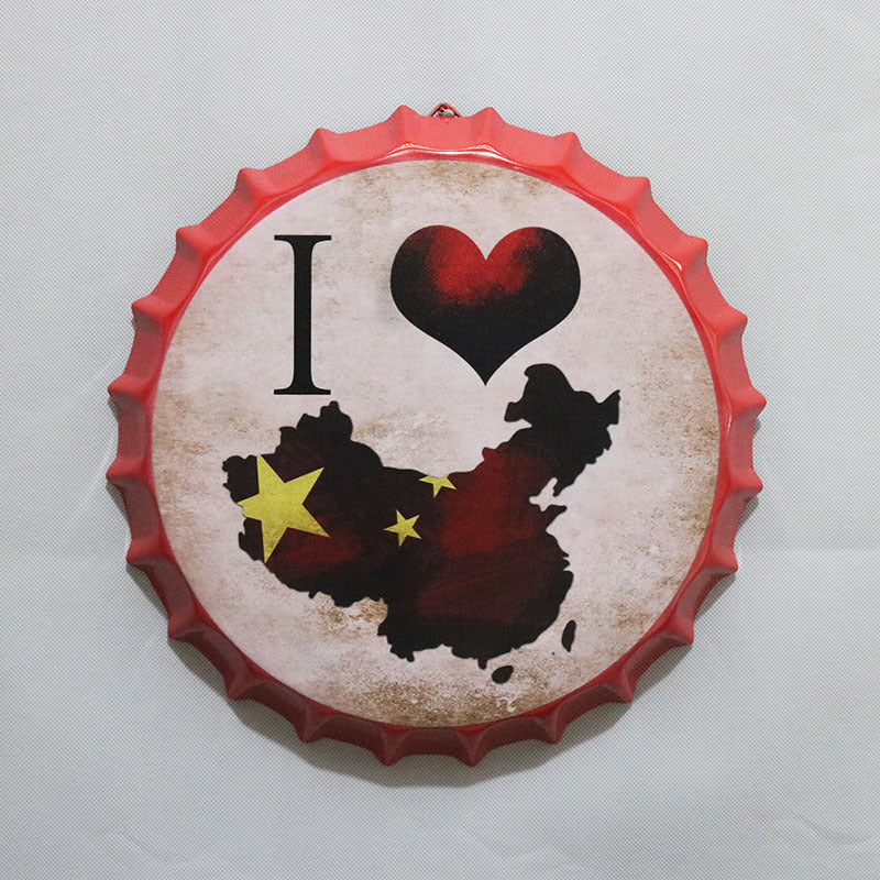 Retro Wrought Iron Beer Cap Iron Painting Wall Decoration