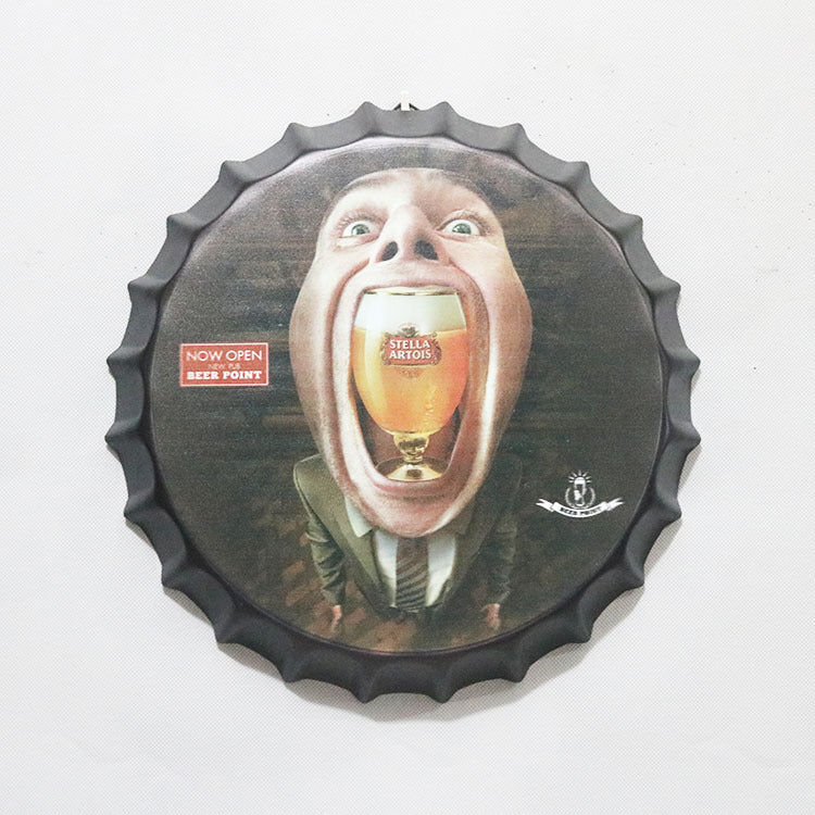 Retro Wrought Iron Beer Cap Iron Painting Wall Decoration