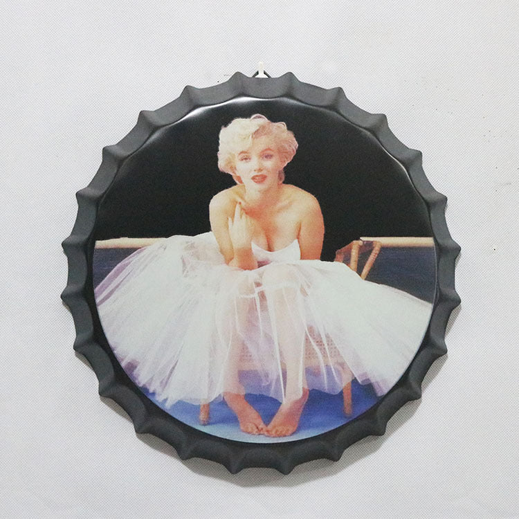 Retro Wrought Iron Beer Cap Iron Painting Wall Decoration