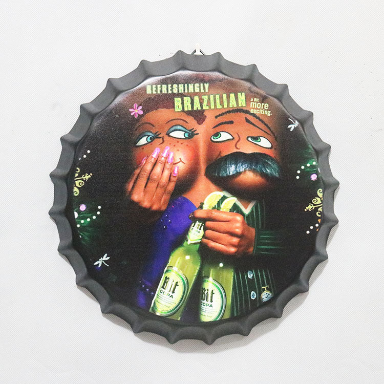 Retro Wrought Iron Beer Cap Iron Painting Wall Decoration