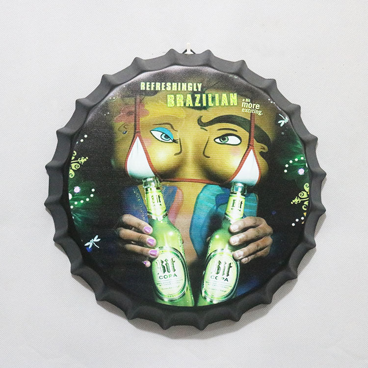 Retro Wrought Iron Beer Cap Iron Painting Wall Decoration