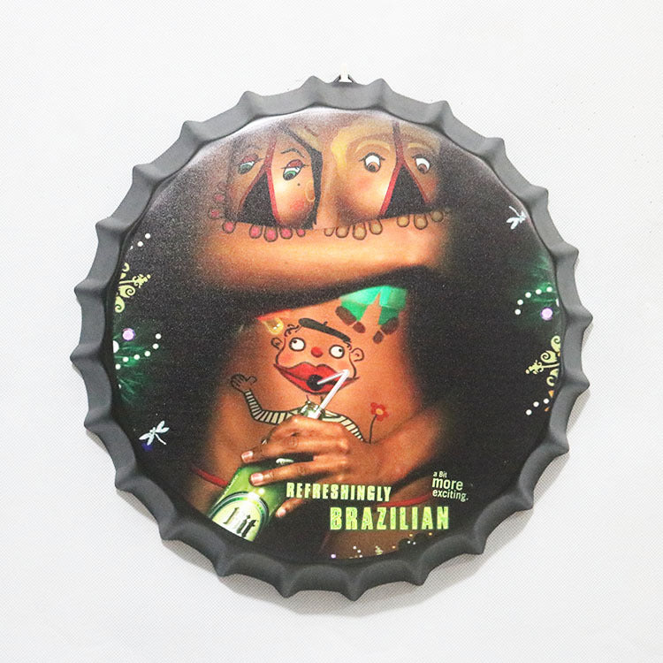 Retro Wrought Iron Beer Cap Iron Painting Wall Decoration