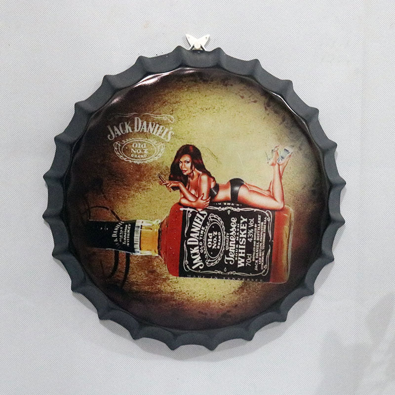 Retro Wrought Iron Beer Cap Iron Painting Wall Decoration