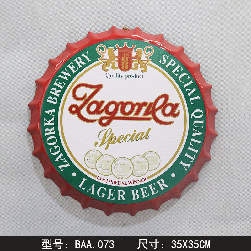 Retro Wrought Iron Beer Cap Iron Painting Wall Decoration