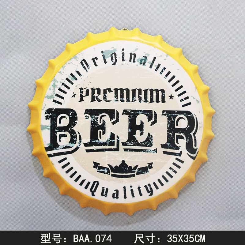 Retro Wrought Iron Beer Cap Iron Painting Wall Decoration
