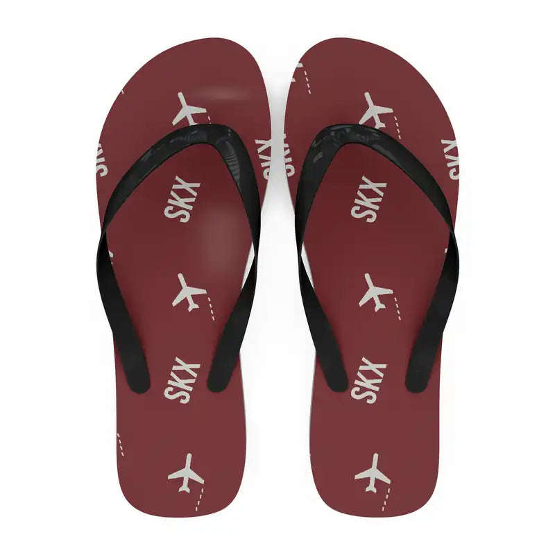 Saransk International Airport (SKX) Slippers & Flip Flops - Slippers - Flip Flops - Pattern - Dark Red