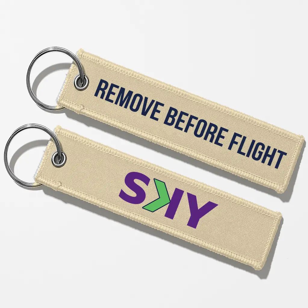 SKY Airline Crew & Staff Tag Key Chains - Beige - Remove Before Flight