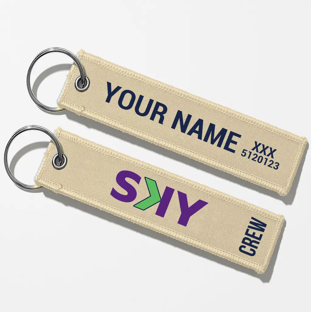 SKY Airline Crew & Staff Tag Key Chains - Beige - Crew + Name