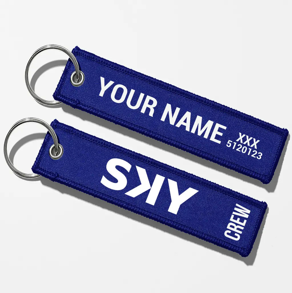 SKY Airline Crew & Staff Tag Key Chains - Blue - Crew + Name