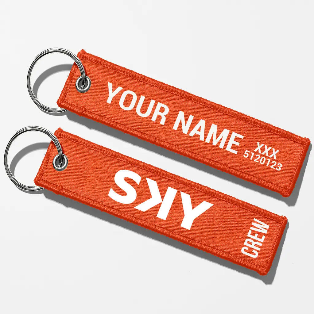 SKY Airline Crew & Staff Tag Key Chains - Orange - Crew + Name