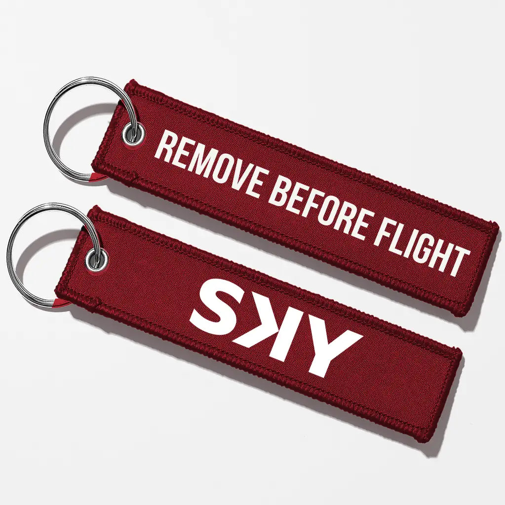 SKY Airline Crew & Staff Tag Key Chains - Dark Red - Remove Before Flight