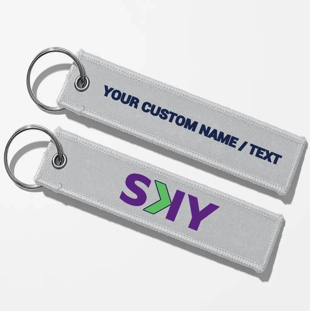 SKY Airline Crew & Staff Tag Key Chains - Light Gray - Personalized