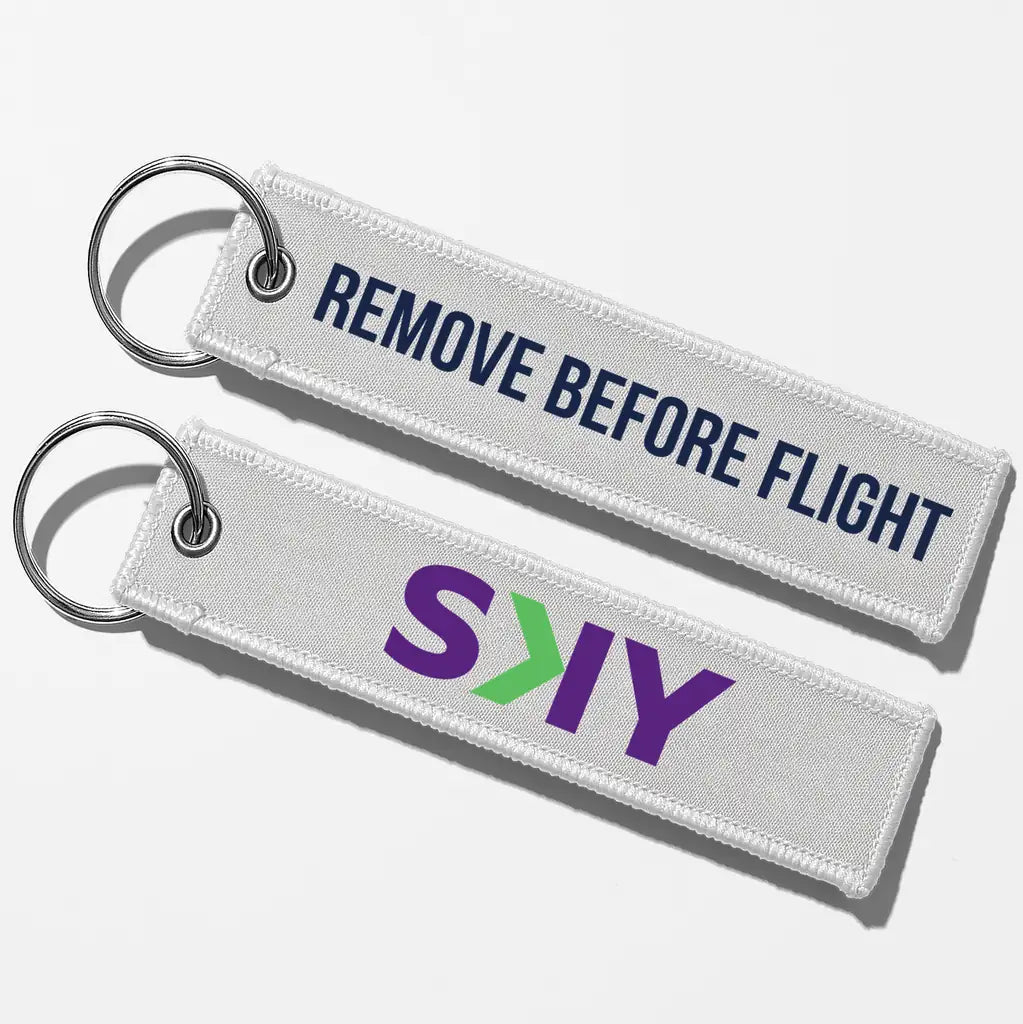 SKY Airline Crew & Staff Tag Key Chains - White - Remove Before Flight