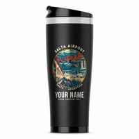 Thumbnail for Salta Martín Miguel de Güemes International Airport (SLA) Travel Mugs - Badge + Name - Stainless Steel (No Holder) - Black