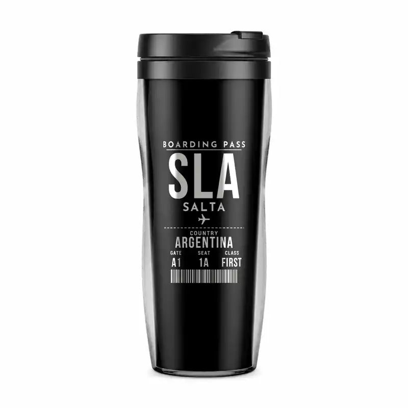 Salta Martín Miguel de Güemes International Airport (SLA) Travel Mugs - Boarding Pass - Plastic (No Holder) - Black