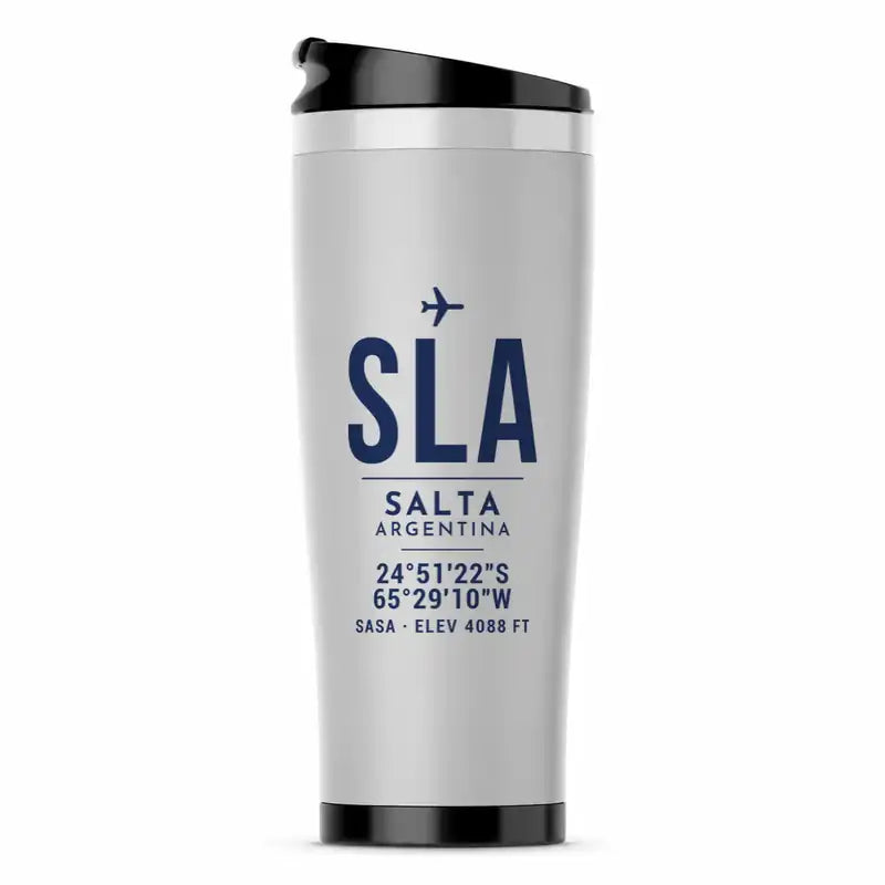 Salta Martín Miguel de Güemes International Airport (SLA) Travel Mugs - ID Tag - Stainless Steel (No Holder) - Light Gray