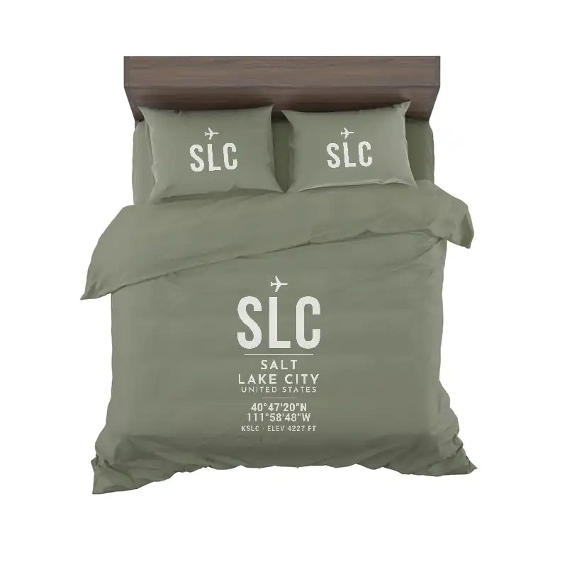 Salt Lake City International Airport (SLC) Bedding Sets & Blankets - Bedding Set - ID Tag - Green Army