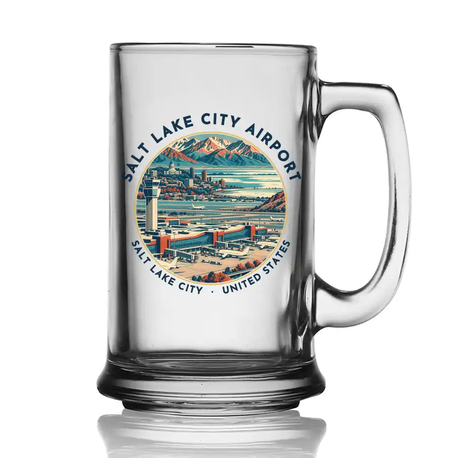 Salt Lake City International Airport (SLC) Glasses - Badge - Beer Glass with Holder
