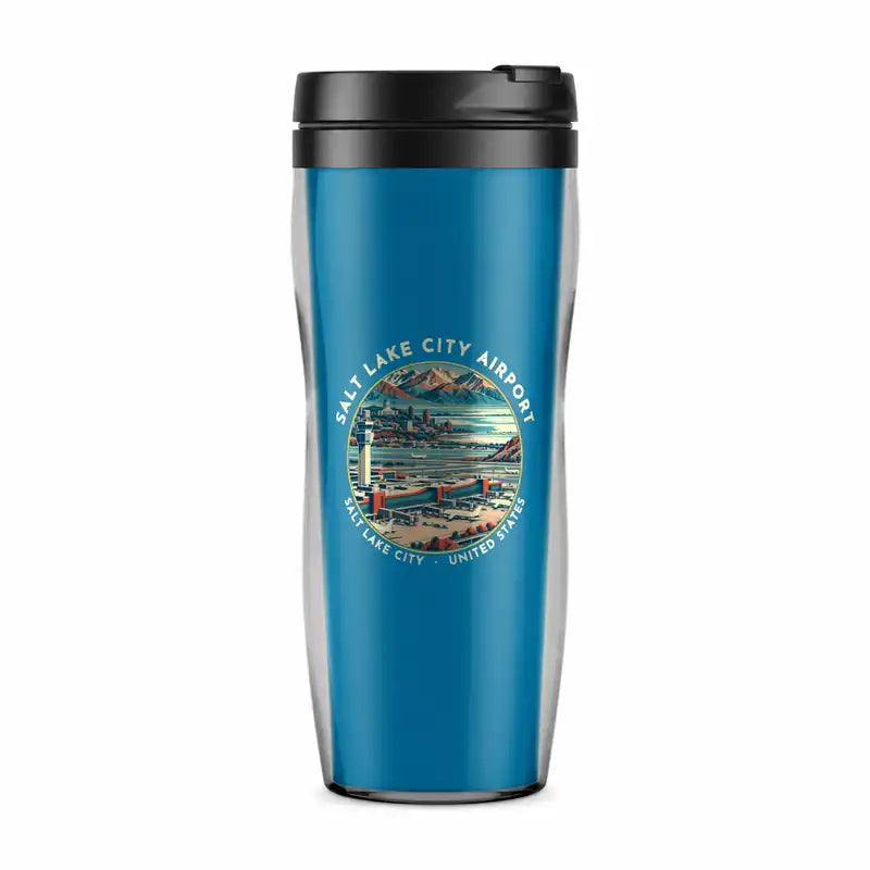 Salt Lake City International Airport (SLC) Travel Mugs - Badge - Plastic (No Holder) - Light Blue