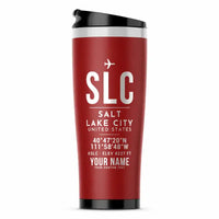 Thumbnail for Salt Lake City International Airport (SLC) Travel Mugs - ID Tag + Name - Stainless Steel (No Holder) - Red