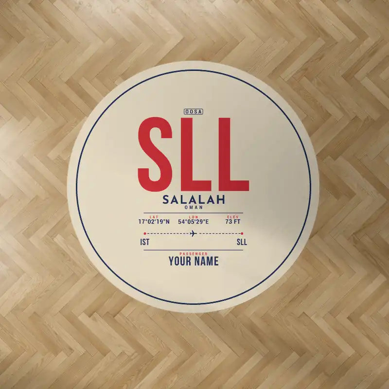 Salalah Airport (SLL) Carpets - Carpet Round - ID Tag + Name - Beige