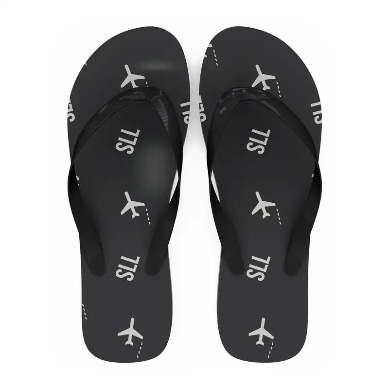 Salalah Airport (SLL) Slippers & Flip Flops - Slippers - Flip Flops - Pattern - Black