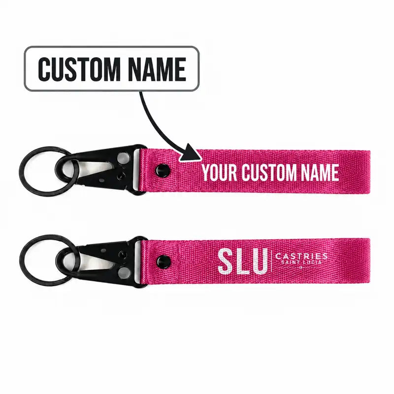 George F. L. Charles Airport (SLU) Hawk-Shaped Key Chains - Hawk Key Chain - Tag - Pink + NAME
