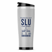 Thumbnail for George F. L. Charles Airport (SLU) Travel Mugs - Boarding Pass - Stainless Steel (No Holder) - Light Gray