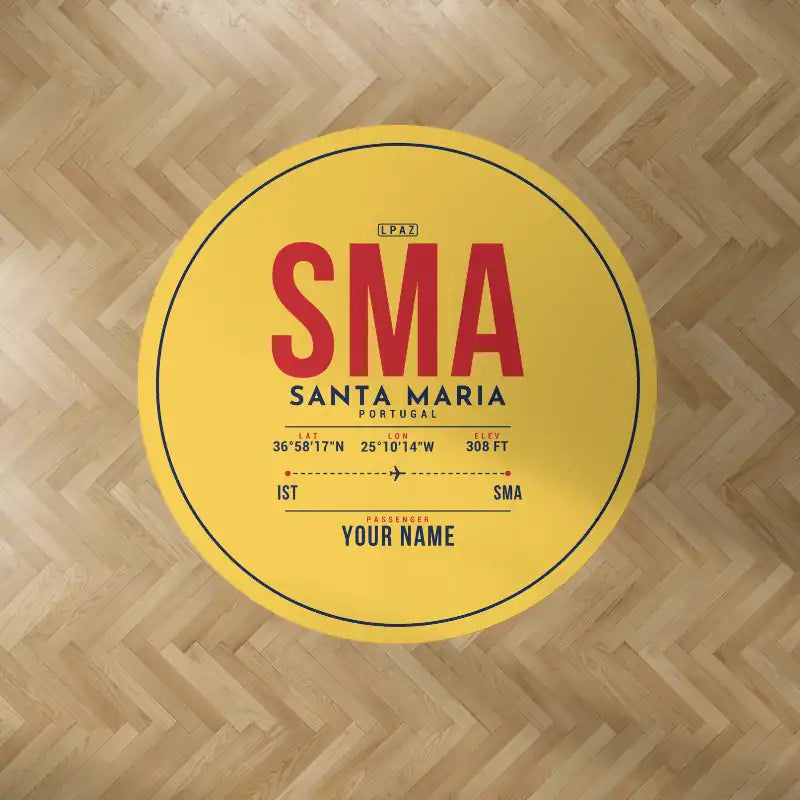 Santa Maria Airport (SMA) Carpets - Carpet Round - ID Tag + Name - Yellow