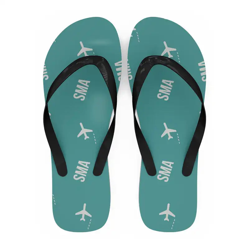 Santa Maria Airport (SMA) Slippers & Flip Flops - Slippers - Flip Flops - Pattern - Turquoise