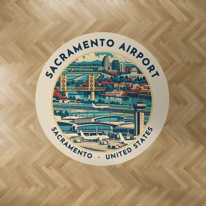 Sacramento International Airport (SMF) Carpets - Carpet Round - Badge - Beige