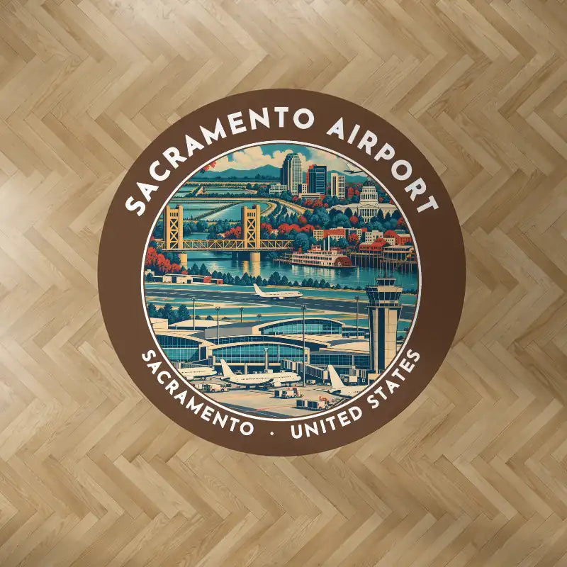 Sacramento International Airport (SMF) Carpets - Carpet Round - Badge - Brown