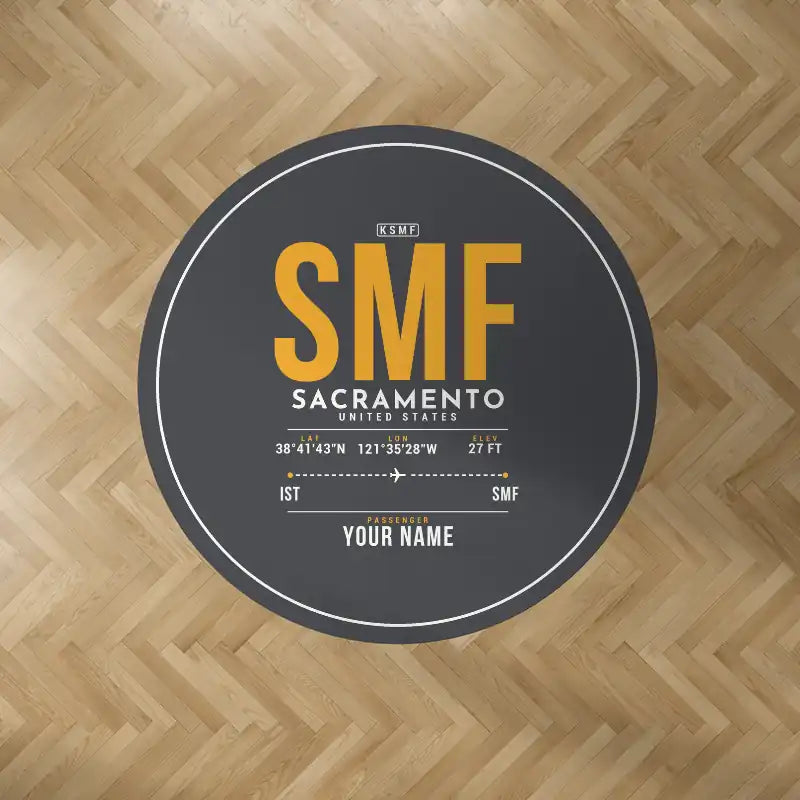 Sacramento International Airport (SMF) Carpets - Carpet Round - ID Tag + Name - Dark Gray