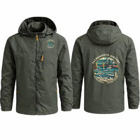 Thumbnail for Sacramento International Airport (SMF) Stylish Jackets - Hooded Windbreaker - Badge - Olive Green