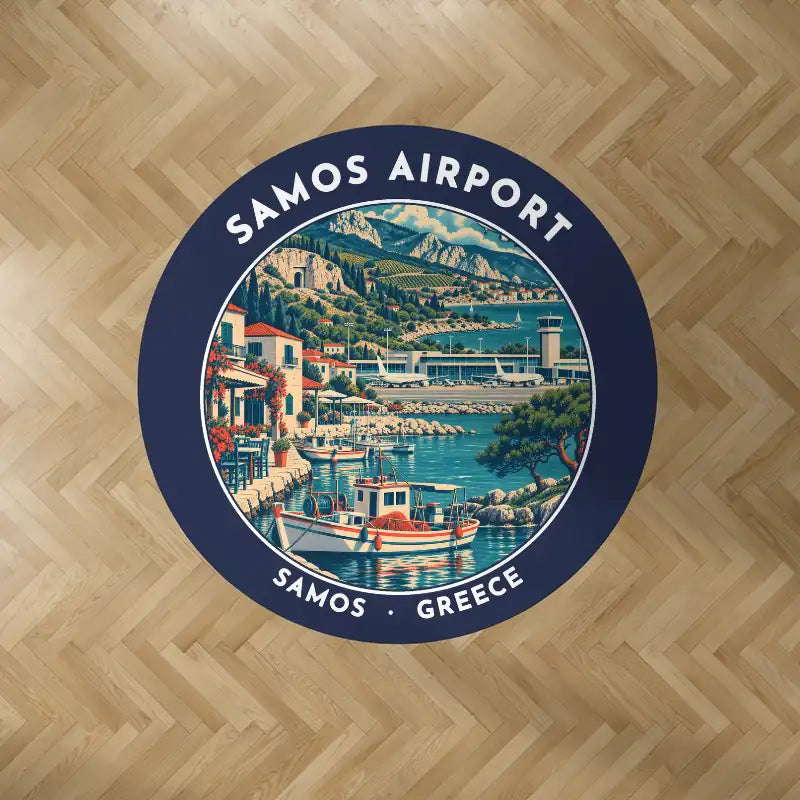 Samos International Airport (SMI) Carpets - Carpet Round - Badge - Dark Blue