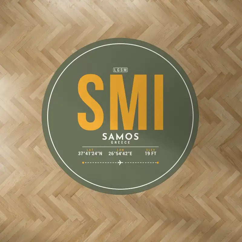 Samos International Airport (SMI) Carpets - Carpet Round - ID Tag - Green Army