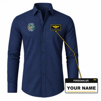 Thumbnail for Samos International Airport (SMI) Shirts - Long Sleeve Shirt - Badge - Dark Blue + NAME