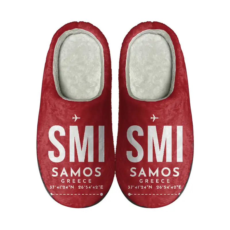Samos International Airport (SMI) Slippers & Flip Flops - Slippers - Cotton - Code - Same - Red