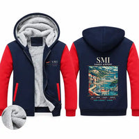 Thumbnail for Samos International Airport (SMI) Zipped Sweatshirts - Poster - Navy & Red