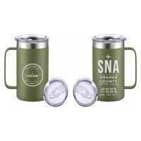Thumbnail for John Wayne Airport, Orange County (SNA) Stainless Steel Mugs - ID Tag + Custom Back - Stainless Steel Mug - 24 oz / 700ML - Army Green