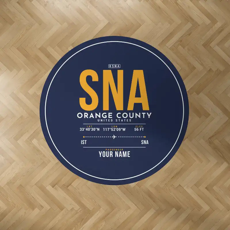 John Wayne Airport, Orange County (SNA) Carpets - Carpet Round - ID Tag + Name - Dark Blue