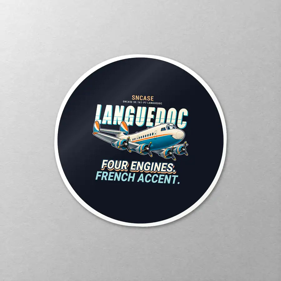 SNCASE SE.161-P7 Languedoc - Cartoon - Circle Sticker - Close-up
