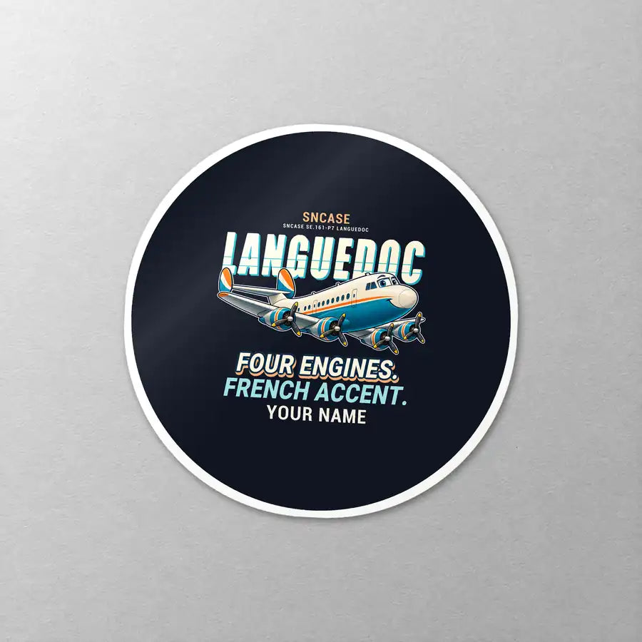 SNCASE SE.161-P7 Languedoc - Cartoon + Name - Circle Sticker - Close-up