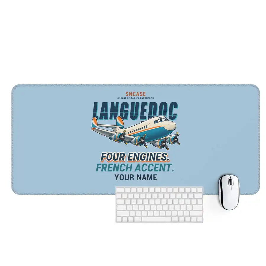 SNCASE SE.161-P7 Languedoc - Cartoon + Name - Desk Mat - Light Blue